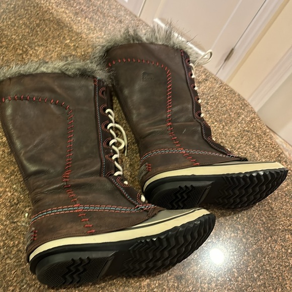 SOREL CATE THE GREAT LADIES BROWN GRAY WINTER SKI SNOW BOOTS-6M-1927-059 - Picture 8 of 14